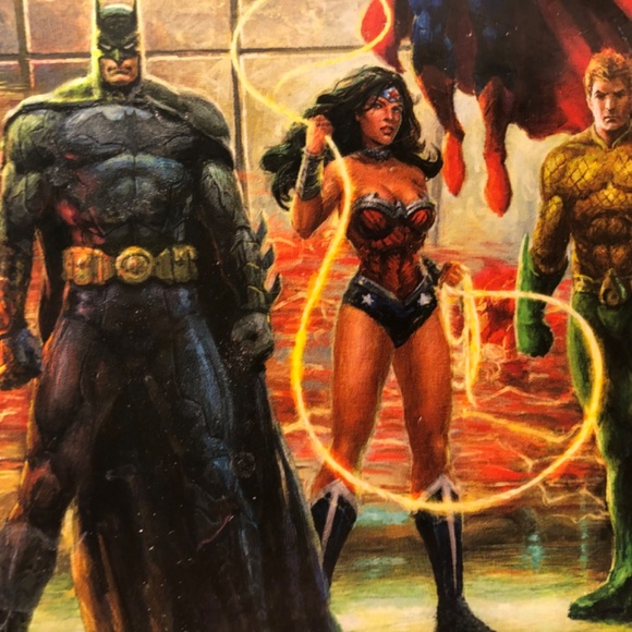 DC COMICS THOMAS KINKADE 1000 PCS PUZZLE THE JUSTICE LEAGUE Dog chew on corner! - Picture 4 of 8